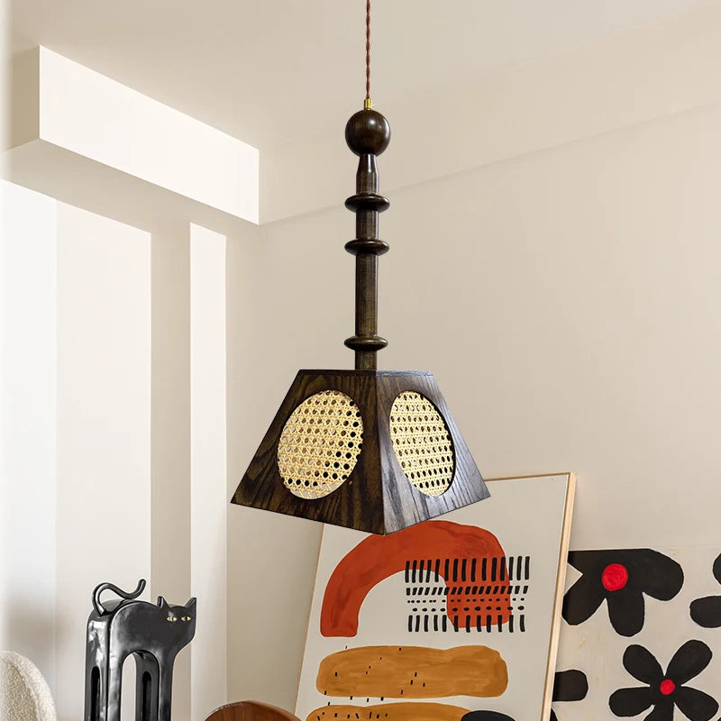 “Japanese Wabi-Sabi rattan pendant light for bedroom or restaurant”