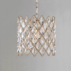 K9 crystal pendant chandelier with diamond lattice shade design