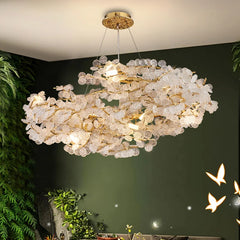 “Flush mount pendant chandelier in luxury crystal and alloy”