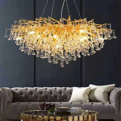 Installed LED pendant lamp providing soft lighting in an indoor space