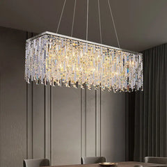 “Liglite modern rectangular chandelier for open plan dining”