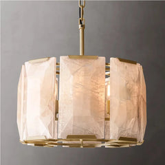 “Liglite geometric crystal marble pendant chandelier in gold finish”

