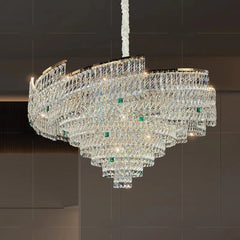 “Liglite statement crystal chandelier for high ceiling spaces”