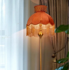 “Liglite classic French floor lamp with tasssel fringe”