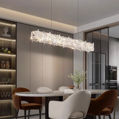 “Liglite rectangular crystal chandelier for upscale interiors”