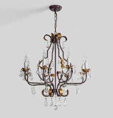 “Liglite rustic iron and crystal chandelier for classic interiors”
