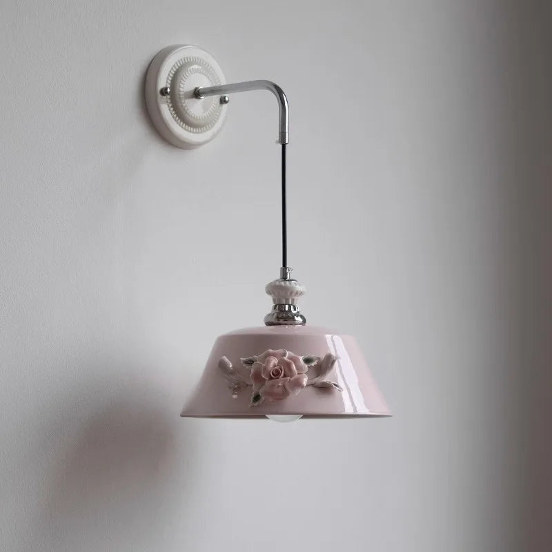 “Liglite vintage pink ceramic wall lamp with LED bulb”