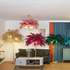 Modern living room with decorative lamps and plants