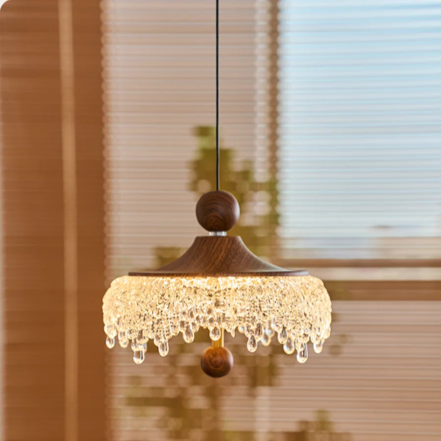 “Luxury acrylic and crystal pendant lamp for kitchen or coffee bar interiors”

