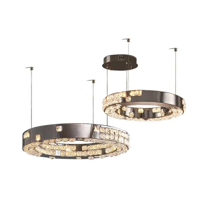 Two modern chandelier lights on a white background