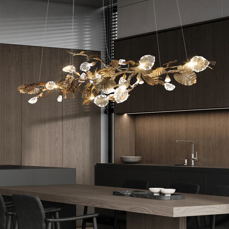 Six-light pendant chandelier compatible with G9 LED bulbs included