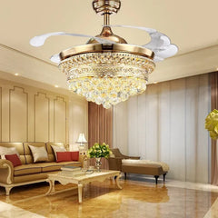 “Luxury crystal ceiling fan light for living room”