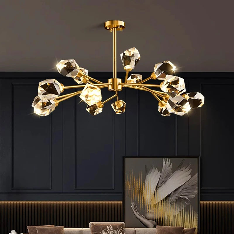 “Luxury crystal pendant chandelier with remote dimming”