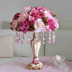 “Luxury girls room desk lamp with pink and white flowers”