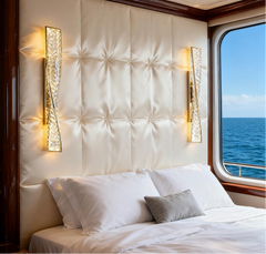 Dimmable LED wall lamp with crystal shade creating an up and down glow