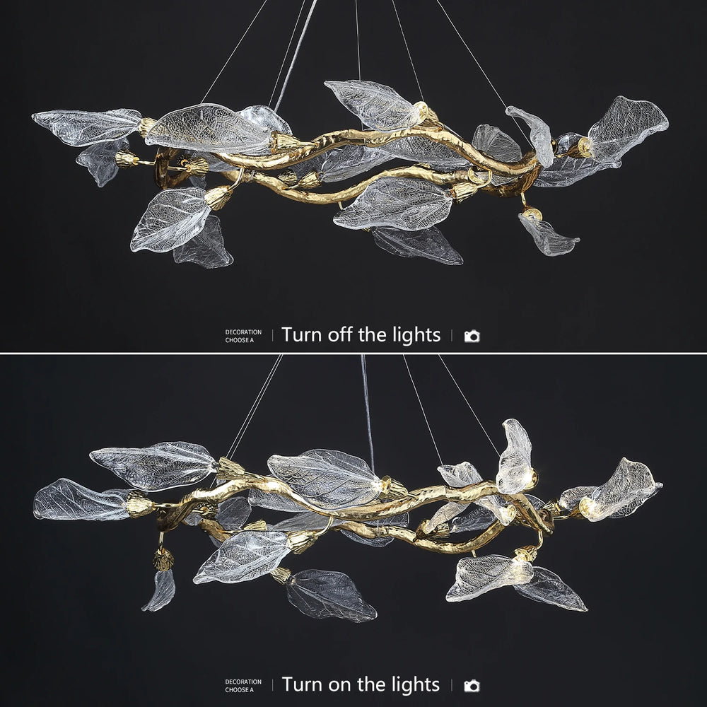 Decorative leaf chandelier suited for living room and bedroom ambience