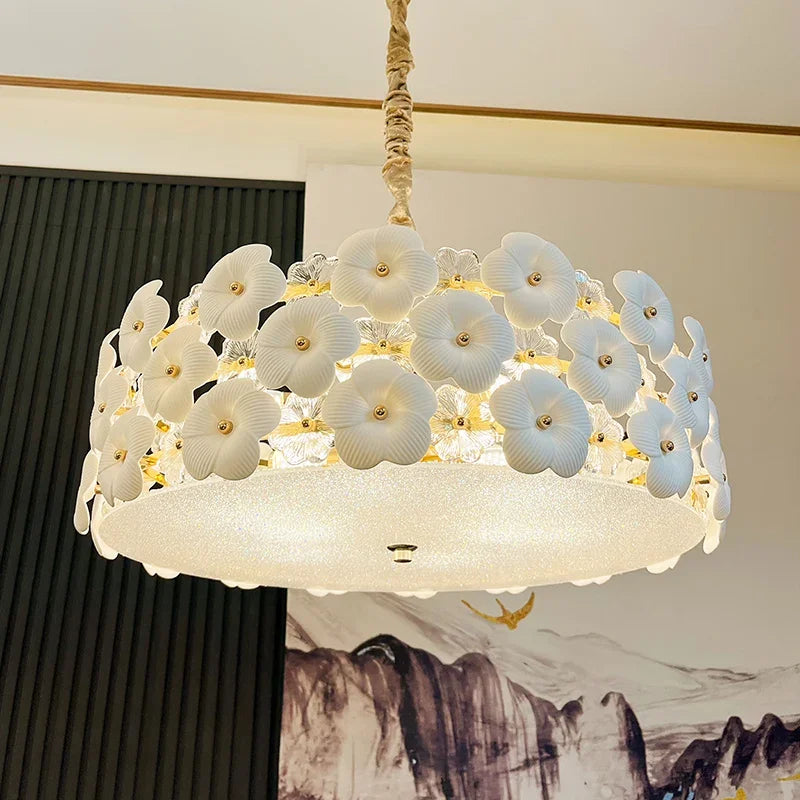 “Luxurious petal-shaped metal chandelier for bedroom”