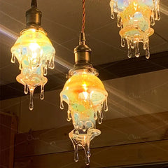 “Melting candle droplet pendant lamp in art glass resin”