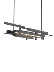 Polished steel chandelier with layered geometric design