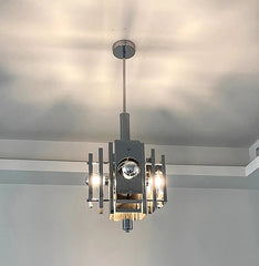 “Polished metal lustre chandelier for living and dining rooms”