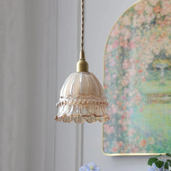 “Vintage-inspired green glass hanging lamp for bedroom or hotel, 2-year warranty”