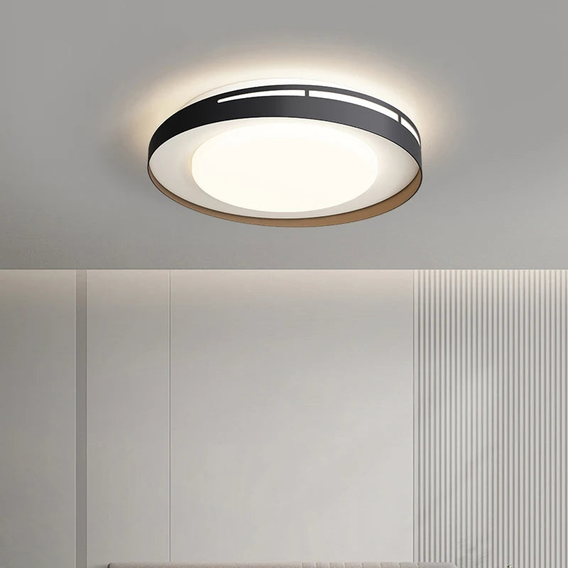 Clean-lined LED ceiling lamp providing even indoor illumination