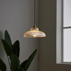 Minimalist glass pendant lamp with plated metal detail for indoor lighting