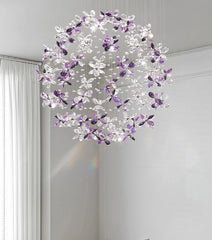 “Luxury ceiling lamp with floral crystal accents”