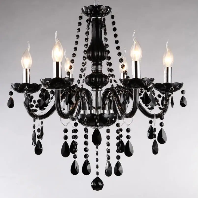 “Modern black crystal chandelier flush mount for living room”