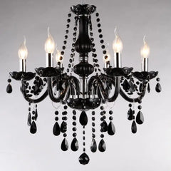 “Modern black crystal chandelier flush mount for living room”