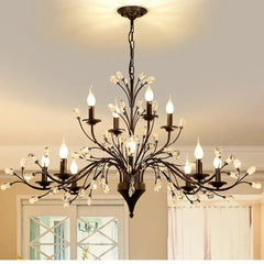 Branch-style chandelier with crystal shade details and candle-style sockets