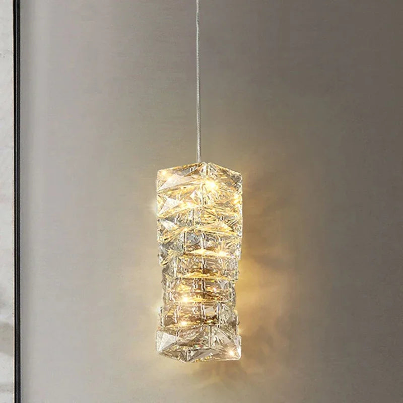 “Modern crystal pendant light for minimalist bedrooms”