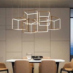 “Modern cube LED chandelier lamp for living and dining room”