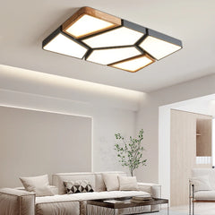 Modern ceiling light with geometric panels for kitchen and dining room