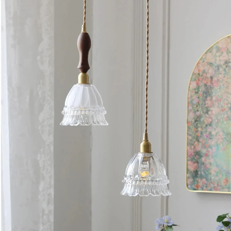 “Modern green glass minimalist pendant light with fluted shade, E14 LED”