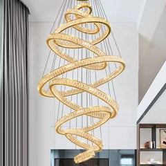 “Modern crystal pendant light for staircase and living room”