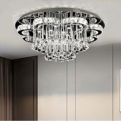 “Modern LED crystal ceiling lamp with round disc design”