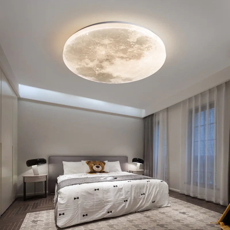Modern lunar moon design dimmable LED ceiling lamp for bedrooms