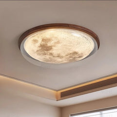 “Modern acrylic moon ceiling lamp with wood frame, E27 LED included”