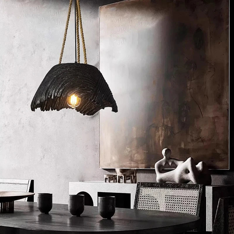 handcrafted-inspired pendant creating soft ambient lighting in a home setting
