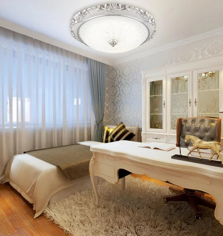 “Modern surface mount ceiling lamp with floral trim”