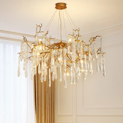 “Modern crystal branch chandelier with nickel finish, Liglite”