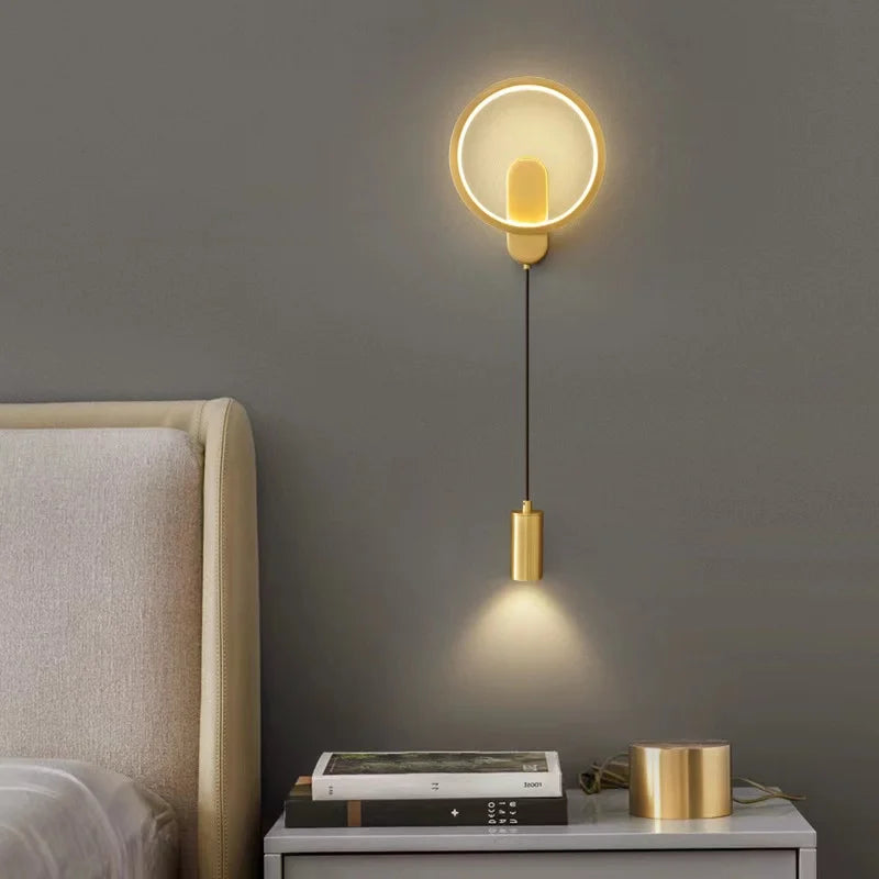 Indoor wall lamp with focused spotlight and touch on off control for bedroom use
