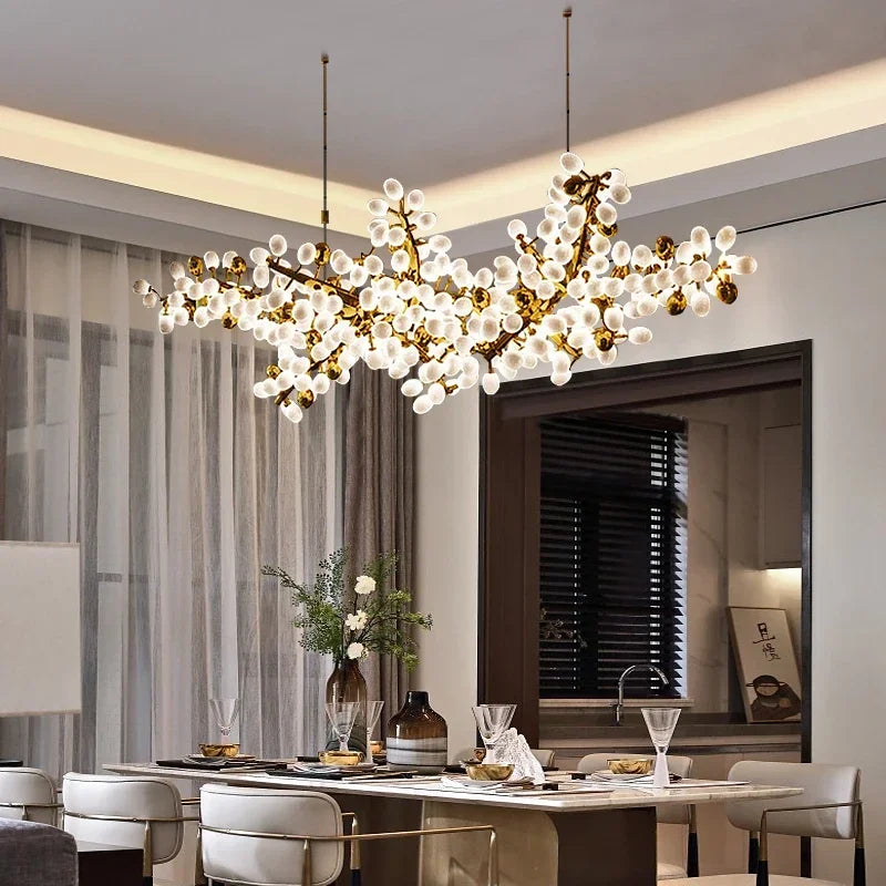 “Frosted glass grape pendant lamp cluster for dining, villa, or hotel lounge”