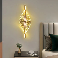“Nordic acrylic LED wall lamp, gold modern dimmable sconce, 2-year warranty”