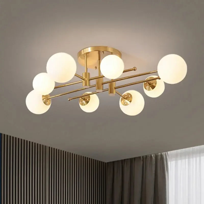 “Nordic ceiling lamp with frosted globe shades”