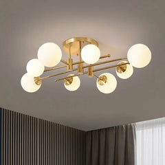 “Nordic ceiling lamp with frosted globe shades”