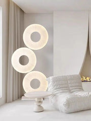 “Nordic circular multi-ring LED floor lamp in minimalist style”