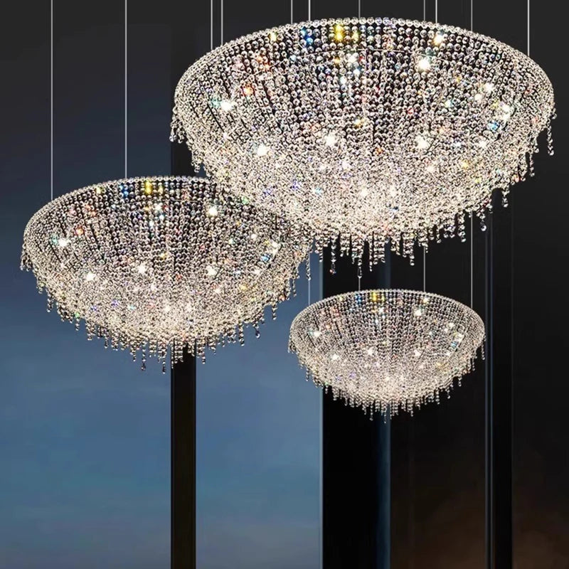 “Nordic crystal bowl chandelier for large rooms”
