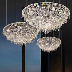 “Nordic crystal bowl chandelier for large rooms”
